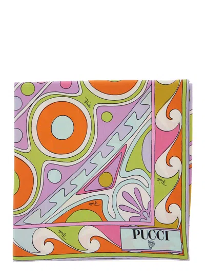 Pucci Emilio  Geometric Print Silk Scarf In Multicolor
