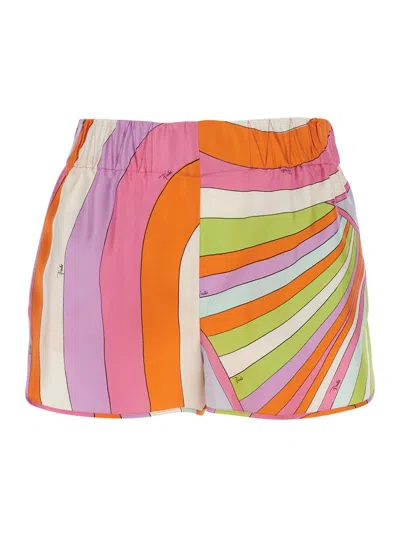 Pucci Emilio  Geometric Print Silk Shorts In Multi