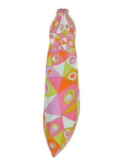Pucci Emilio  Geometric Silk Dress In Multicolor
