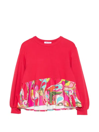 Pucci Emilio  Girls Crewneck Sweatshirt Dress With Printed Skirt In Pink