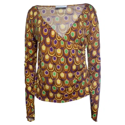 Pre-owned Pucci Emilio , Graphic Printed Cross Over Top In Brown