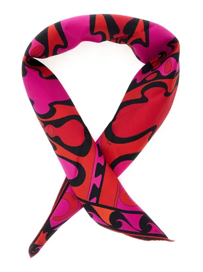 Pucci Emilio  Graphic Silk-cotton Scarf In Pink