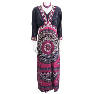 Pre-owned Pucci Emilio  Graphic Velvet Gown With Choker In Black