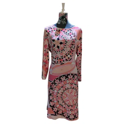 Pre-owned Pucci Emilio  Iconic Geometric Origami Pattern Cocktail Dress In Brown
