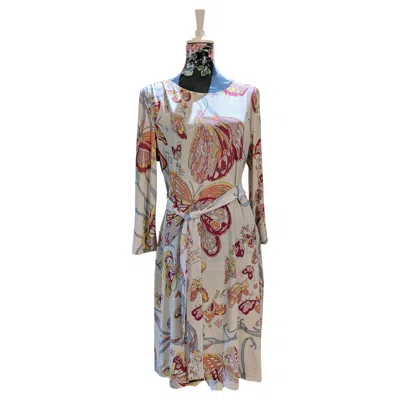 Pre-owned Pucci Emilio  Iconic Geometric Pattern Of Butterflies Cocktail Dress In Gray