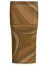 Pucci Iride Print Lame Jersey Midi Skirt In Green