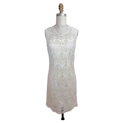 Pre-owned Pucci Emilio  Ivory Lace Knit Dress With Matching Slip, Italy It 38 In White