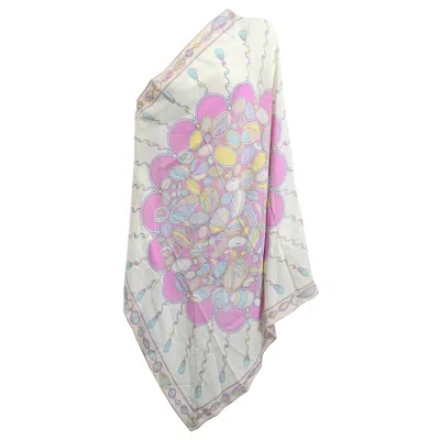 Pre-owned Pucci Emilio  Jewel Print Chiffon Scarf In Gray