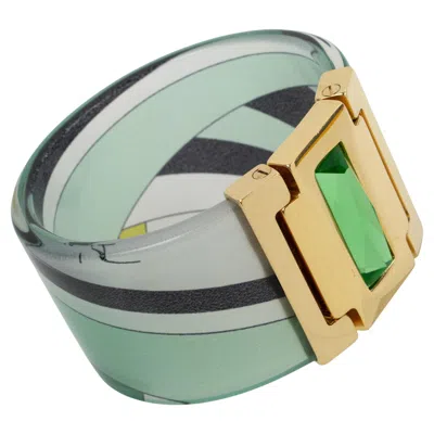 Pre-owned Pucci Emilio  Jeweled Bracelet Bangle Lucite With Silk Inclusion In Multi