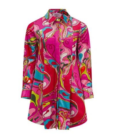 Pucci Emilio  Junior Printed Dress In Silver