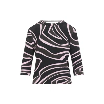 PUCCI EMILIO PUCCI KHAKI PINK LS KNIT TOP