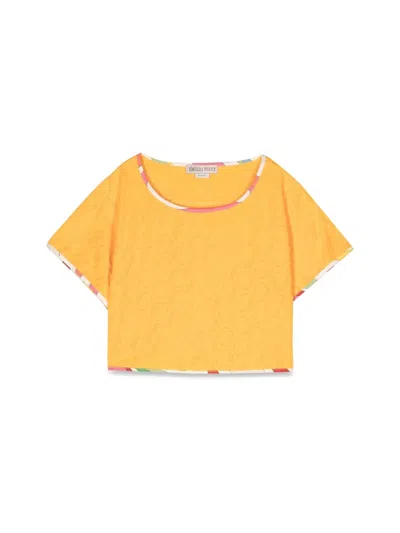 Pucci Emilio  Kids Mini Cropped T-shirt In Yellow