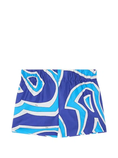 Pucci Emilio  Labirinto Print Silk Shorts In Blue