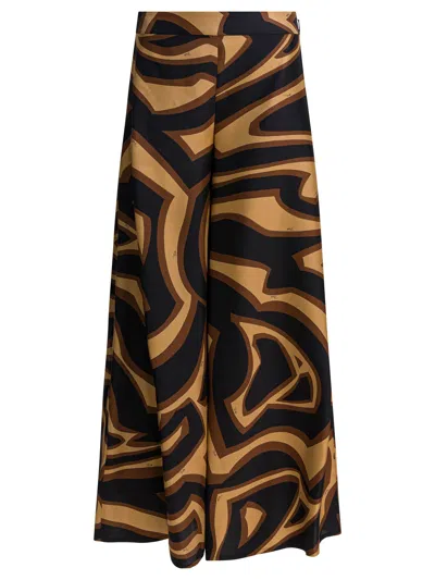 Pucci Emilio  Labirinto Print Silk Wide Pants In Brown
