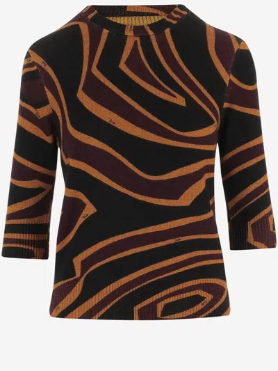 Pucci Emilio  Labyrinth Print Wool Sweater In Multi