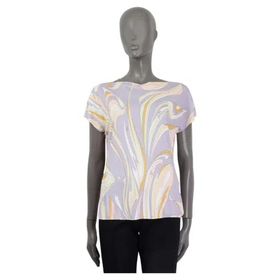 Pre-owned Pucci Emilio  Lilac Silk Printed T-shirt Shirt 44 L In Gray