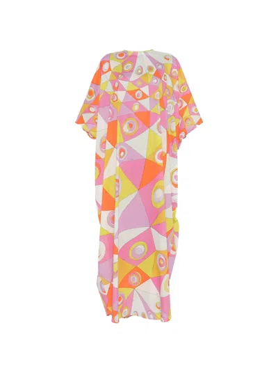 Pucci Emilio  Loose Fit Maxi Dress With Tie Fastening In Multicolor