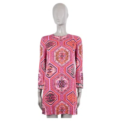 Pre-owned Pucci Emilio  Magenta Pink Silk Printed Mini Dress 38 Xs In Red