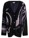 Pucci Embroidered Mohair Blend Oversize Cardigan In Blue