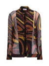 Pucci Creponne Shirt In Marmo Print In Brown