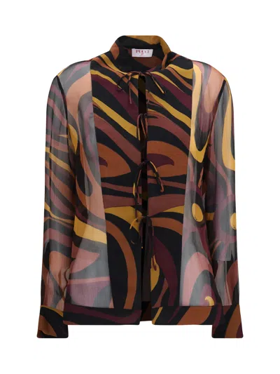 PUCCI EMILIO PUCCI MARMO PRINT CREPONNE SHIRT