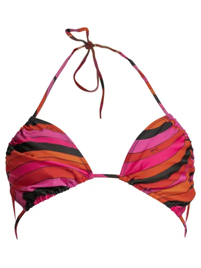 Pucci Emilio  Marmo Red Polyamide Elastane Bikini Top In Multi