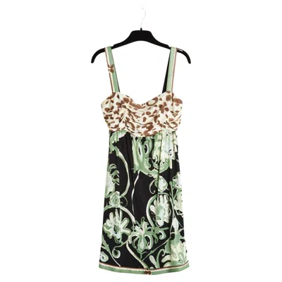 Pre-owned Pucci Emilio  Mini Robe Vert Panthere It38 Fr34 Silk Jersey Mini Dress Uk6 Us4 In Gray