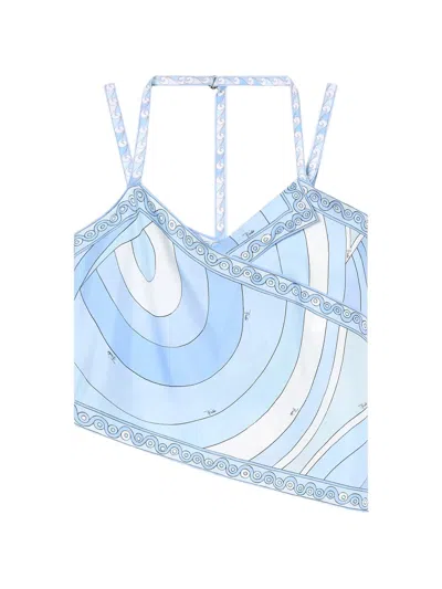 Pucci Emilio  Mini Silk Scarf With Grosgrain Shoulder Straps In Pink