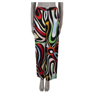 Pre-owned Pucci Emilio  Multicolor Silk 2022 Marmo Print Pants S In Black