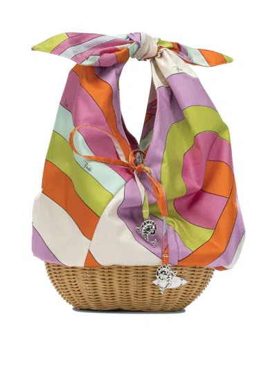 Pucci Silk Picnic Small Tote Bag In Multi