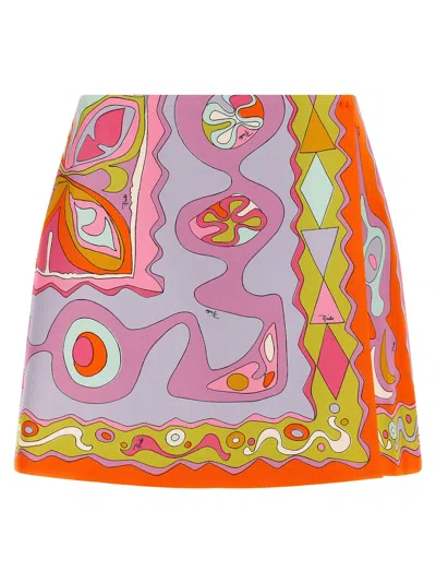 PUCCI EMILIO PUCCI MULTICOLOR SILK LONG WOMEN'S SKIRT