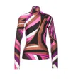 Pucci Printed Sheer Long Sleeve Top In Multicolour