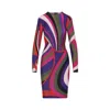 Pucci Fitted Long Sleeve Midi Dress Style In Multi