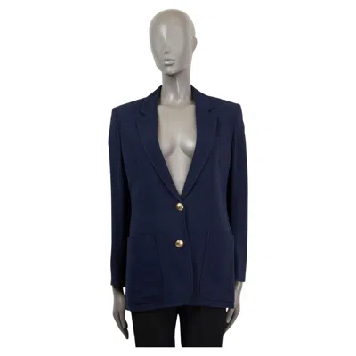 Pre-owned Pucci Emilio  Navy Blue Viscose Crepe Blazer Jacket 42 M