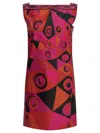 Pucci Fuchsia And Black Occhi-print Silk Twill Mini Dress In Multi