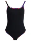 Pucci One-piece Swimsuit With Printed Edges Swimwear Black In Black