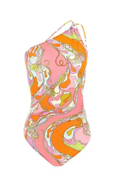 Pucci Emilio  One-shoulder Geometric Swimsuit In Multi
