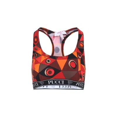 Pucci Emilio  Orange Black Polyamide Bra Top In Multi