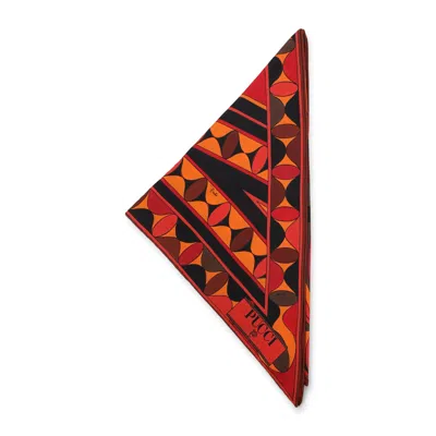 Pucci Emilio  Orange Black Silk Scarf In Multi