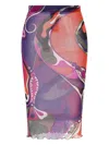 Pucci Emilio  Orchid Print Midi Skirt In Multi
