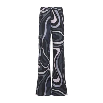 Pucci Flared Trousers With Pockets And Loops In Blue