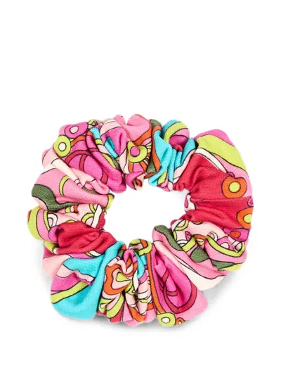 Pucci Emilio  Patterned Mini Dress, Gathered Detail In Mulberry