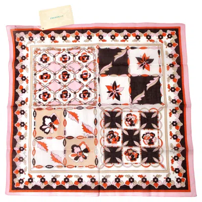 Pre-owned Pucci Emilio  Pink, Orange & Brown Print Cotton Scarf