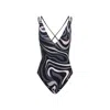 Pucci Abstract Pattern V-neck Bikini With Spaghetti Straps In Blue