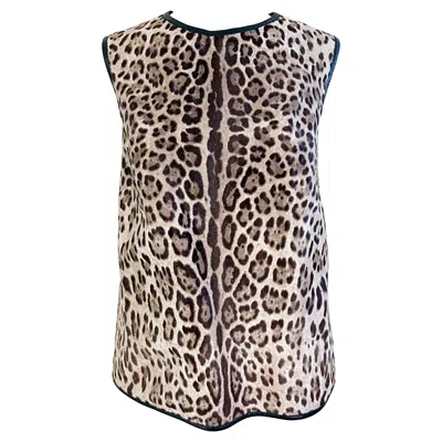 Pre-owned Pucci Emilio  Pre Fall 2013 Runway Calf Hair Size 8 / 10 Leopard Print Blouse Top In Gray