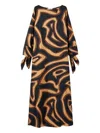 Pucci Wave Print Silk Kaftan With Bow Accents In Multi