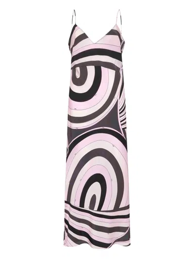 PUCCI EMILIO PUCCI PRINTED SILK LONG DRESS