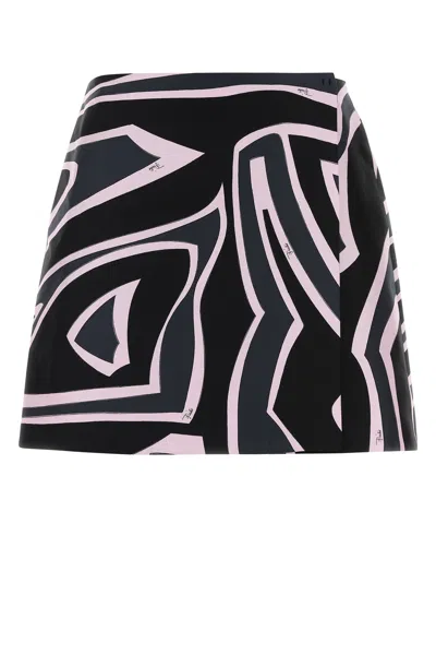 Pucci Emilio  Printed Silk Mini Skirt In Black