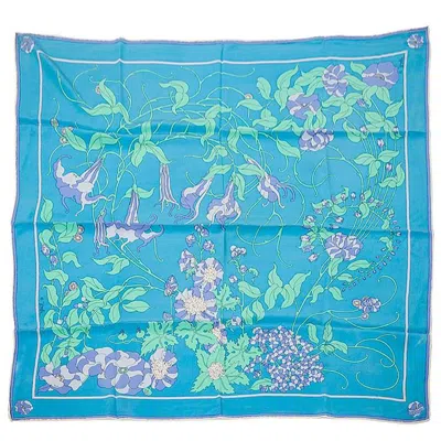 Pre-owned Pucci Emilio  Printed Silk Scarf In Blue
