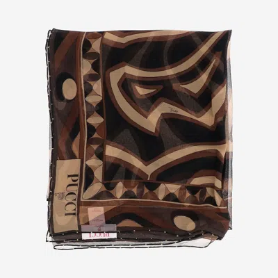 Pucci Emilio  Printed Silk Scarf In Brown